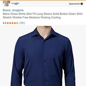 Men's Slim Fit Navy Dress Shirt